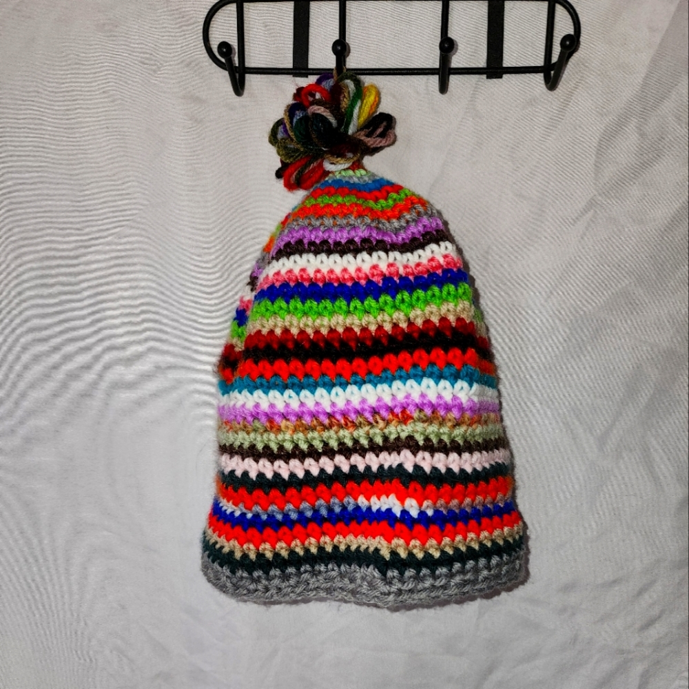 hand knit striped hat